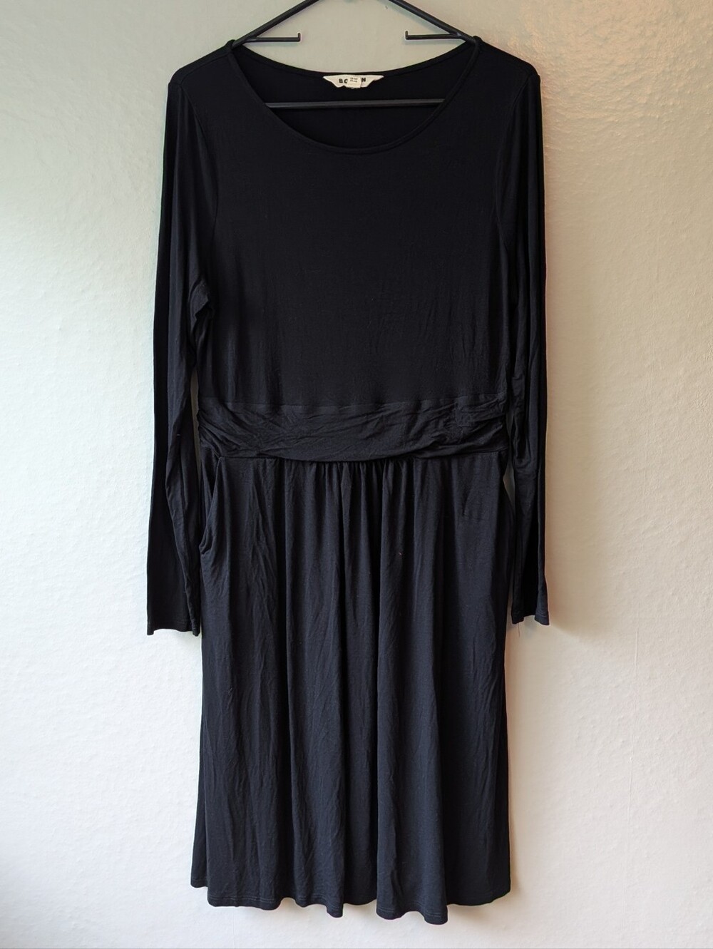Boden Black Long Sleeve Knee-Length Dress
